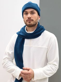 Комплект шапка и шарф мужской MOM №1 TUB-88-5550F синий