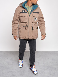 Зимняя куртка мужская AD88911 коричневая XL No Brand