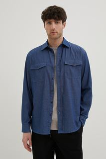 Рубашка мужская Finn Flare FBE25010 синяя M