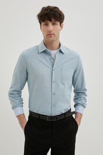 Рубашка мужская Finn Flare FBE21043 голубая XL