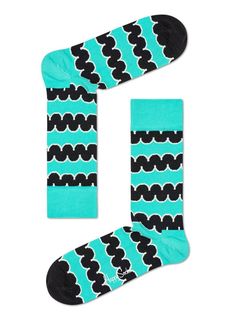 Носки унисекс Happy socks Squiggly Sock SQU01 бирюзовые 36-40