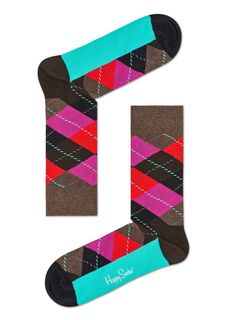 Носки унисекс Happy socks Argyle Sock ARY01 коричневые 41-46