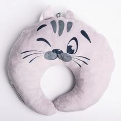 Подушка дорожная детская «Котёнок» для шеи, цвет серый No Brand