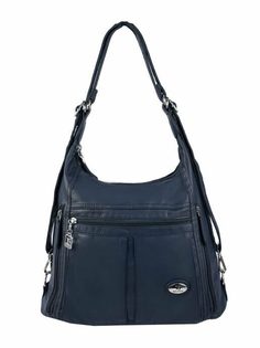 Сумка-рюкзак женская Dolphin 00-00000267.1 черно-синяя, 30х36х13 см