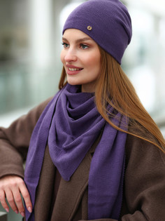 Комплект шапка и платок женский Каляев 67440 серый, фиолетовый