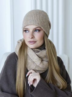 Комплект шапка и шарф женский Каляев 71119 бежевый