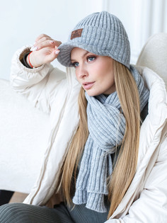 Комплект шапка и шарф женский Каляев 71118 серый