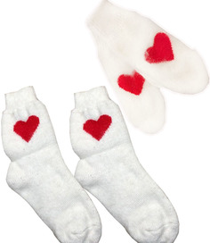 Комплект варежки и носки женский ошк52933 белый/красный No Brand