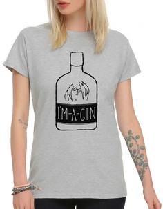 Футболка женская Dream Shirts Джон Леннон - Imagine GIN-366589-1 серая 2XL
