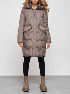 Пальто женское AD13332 коричневое 3XL No Brand
