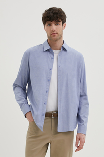 Рубашка мужская Finn Flare FBE21045 синяя XL