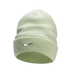 Шапка мужская Nike U Peak Standard Cuff Metal Swoosh Beanie зеленая, one size