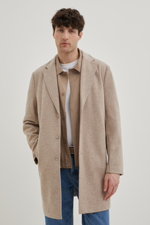 Пальто мужское Finn Flare FBE21097 коричневое M