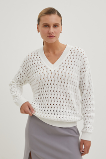 Пуловер женский Finn Flare FBE11107 белый XS