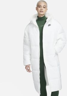 Пальто женское Nike W Sportswear Classic Puffer Therma-FIT Loose Hooded Parka белое L
