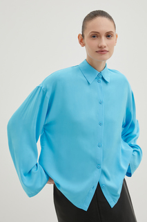 Рубашка женская Finn Flare FBE11041 голубая XL