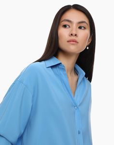Блуза женская Gloria Jeans GWT003105 синяя S