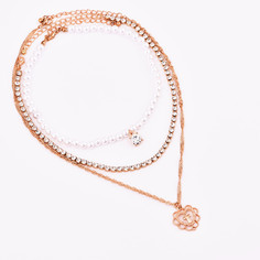 Колье из бижутерного сплава 28+5,5 см WASABI JEWELL WSB0000251, жемчуг/стразы