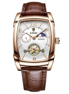 Наручные часы мужские Lige LG8949-G коричневые