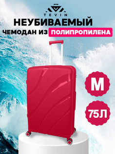 Чемодан женский TEVIN polypropylene красный M
