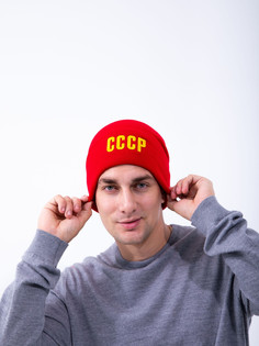 Шапка бини унисекс 26250 красная/cccp, one size No Brand