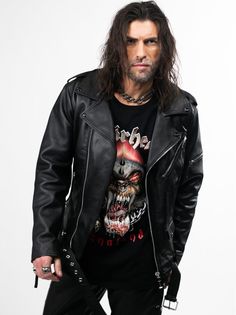 Кожаная куртка мужская RockMerch FR1277 черная XL