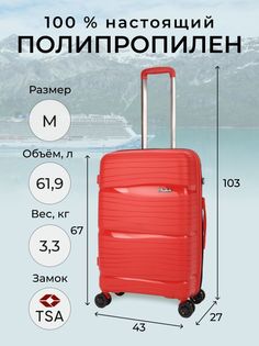 Чемодан женский BELLETTI LA3051 красный/серый M