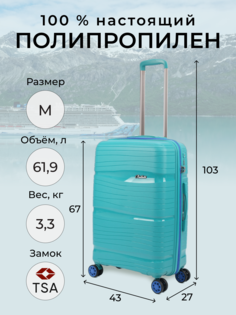 Чемодан женский BELLETTI LA3051 зеленый/синий M
