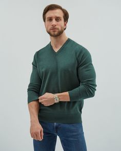 Пуловер мужской MANAFOFF 8106 зеленый XXXL