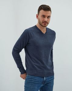 Пуловер мужской MANAFOFF 8106 синий L