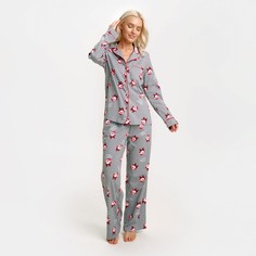 Пижама женская KAFTAN Дед мороз серая 50-48 RU