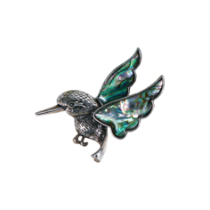 Брошь "Галиотис" колибри, цвет зелёный в чернёном серебре Queen Fair