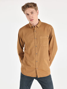Рубашка мужская Colins CL1064676 коричневая L