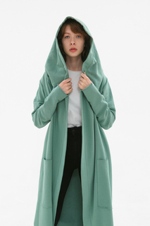 Кардиган женский Be First Long loop зеленый 52 RU