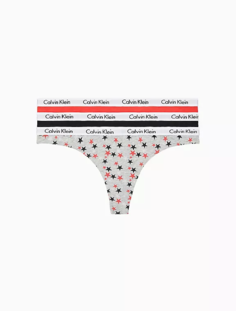Комплект трусов женских Calvin Klein QD3587 красный; серый; черный S, 3 шт.