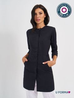 Халат медицинский женский U-Forma ЮлияHlt07 черный 2XL