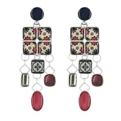Серьги подвески из бижутерного сплава TARATATA TT-W23-06993-10M, бусины/смола/стразы