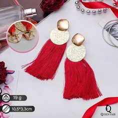 Серьги подвески из бижутерного сплава Queen Fair 3939483, текстиль