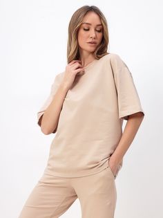 Футболка женская MOM №1 MOM-2151 бежевая XL