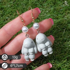 Серьги подвески из бижутерного сплава Queen Fair 7986060, пластик/жемчуг
