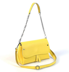 Женская кожаная сумка через плечо с тремя отделениями под клапаном 8105 Елоу (131399) Fuzi House