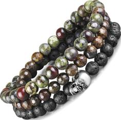 Браслет из резины р.16 Everiot LNS-2054-16, бронзит/лава/фианит/яшма