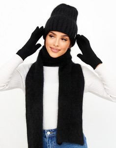 Комплект шапка, шарф и перчатки женский Malisa accessories А-0020 черный