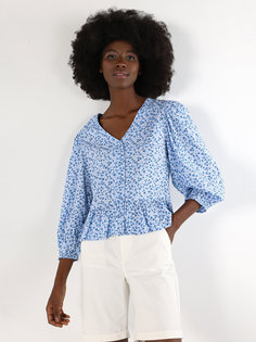 Блуза женская COLINS CL1064011_Q1.V1 голубая XL