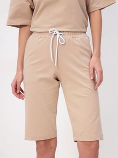 Трикотажные шорты женские MOM №1 MOM-3180 бежевые 52 RU