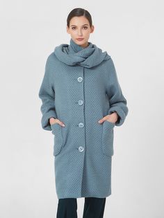 Пальто женское Lo 01241003 бирюзовое 42 RU