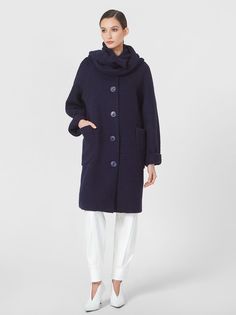 Пальто женское Lo 01241003 синее 46 RU