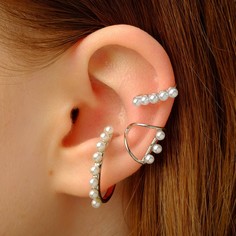Серьги каффы из бижутерного сплава Queen Fair 7115505, бусины