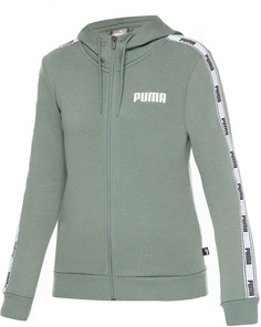 Толстовка женская Puma Tape Fz Hoodie Fl W Laurel Wreath зеленая XS