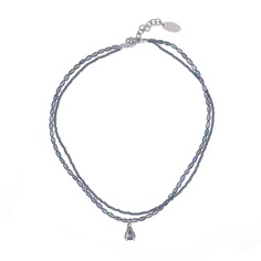 Колье из бижутерного сплава 43 см Lanzerotti LZ-23.12-440, гематит/жемчуг